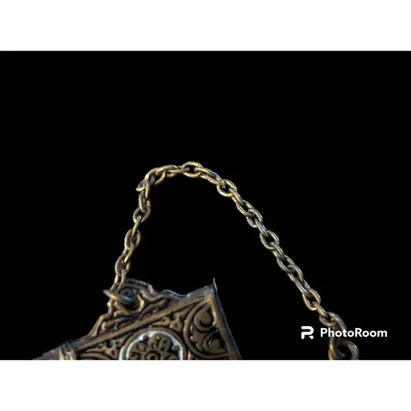 Black Gold Vintage Sword Sheath Lapel Pin Badge Collar Brooch SF Damascene 3in